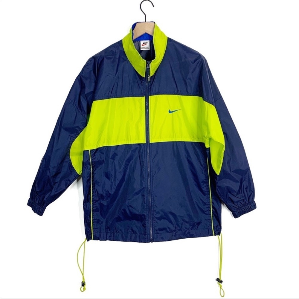 Nike Blue Green Logo Zip Up Windbreaker Jacket XL